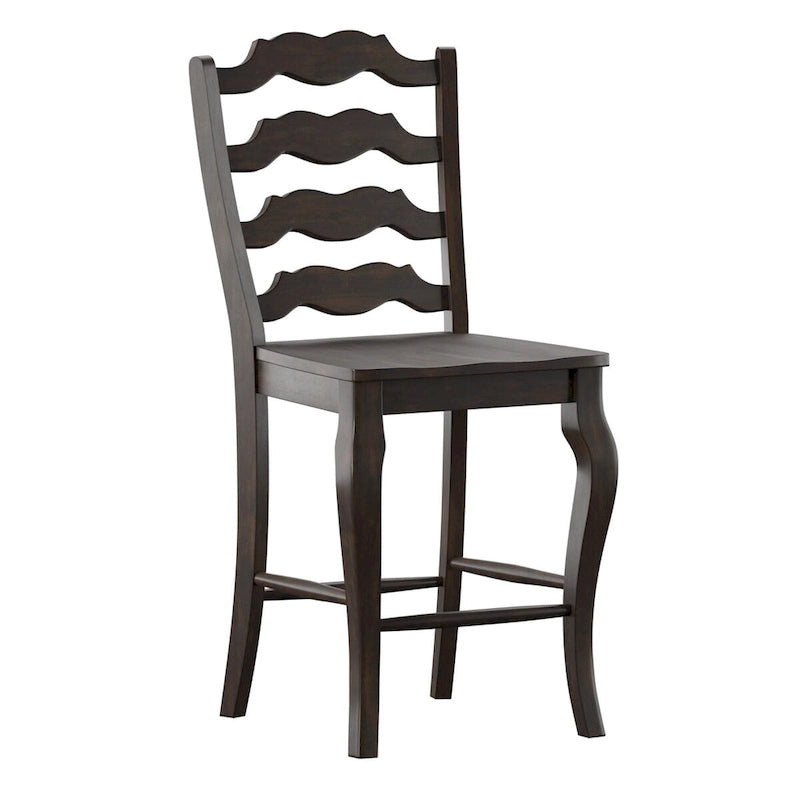 Sedia da bancone francese Ladder Back, Quercia / Colori antichi, Set da 2