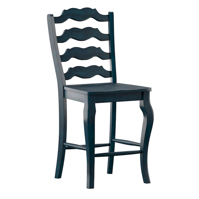 Sedia da bancone francese Ladder Back, Quercia / Colori antichi, Set da 2