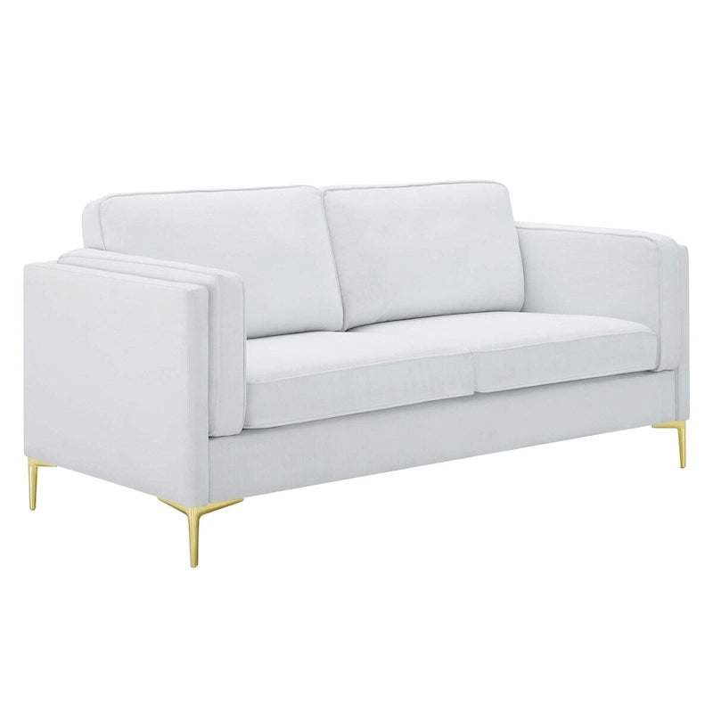 Divano a 3 posti di metà secolo in tessuto poliestere beige / grigio chiaro / bianco