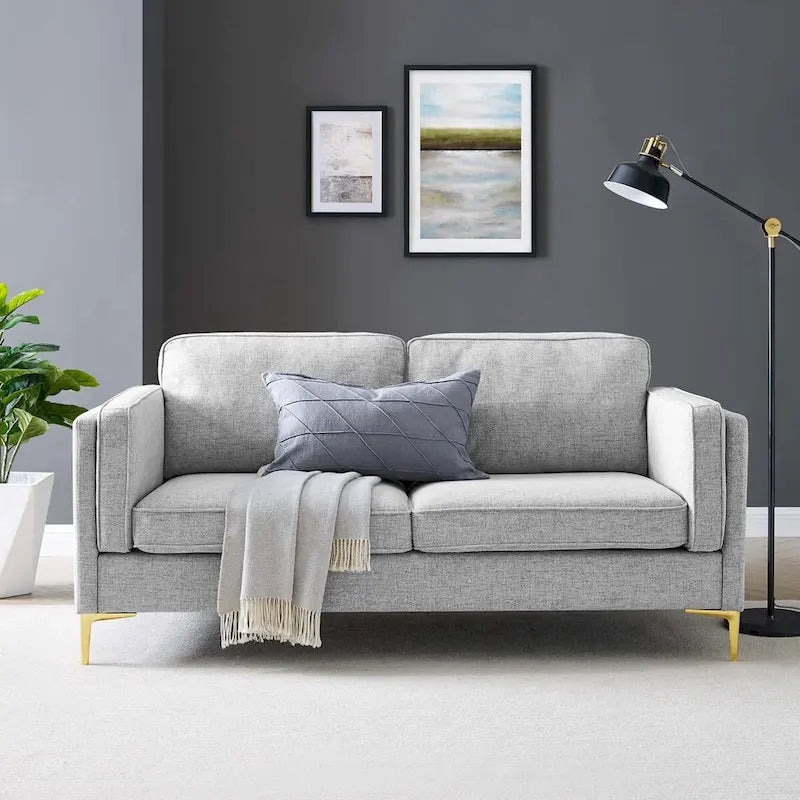 Divano a 3 posti di metà secolo in tessuto poliestere beige / grigio chiaro / bianco
