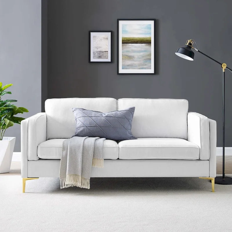 Divano a 3 posti di metà secolo in tessuto poliestere beige / grigio chiaro / bianco