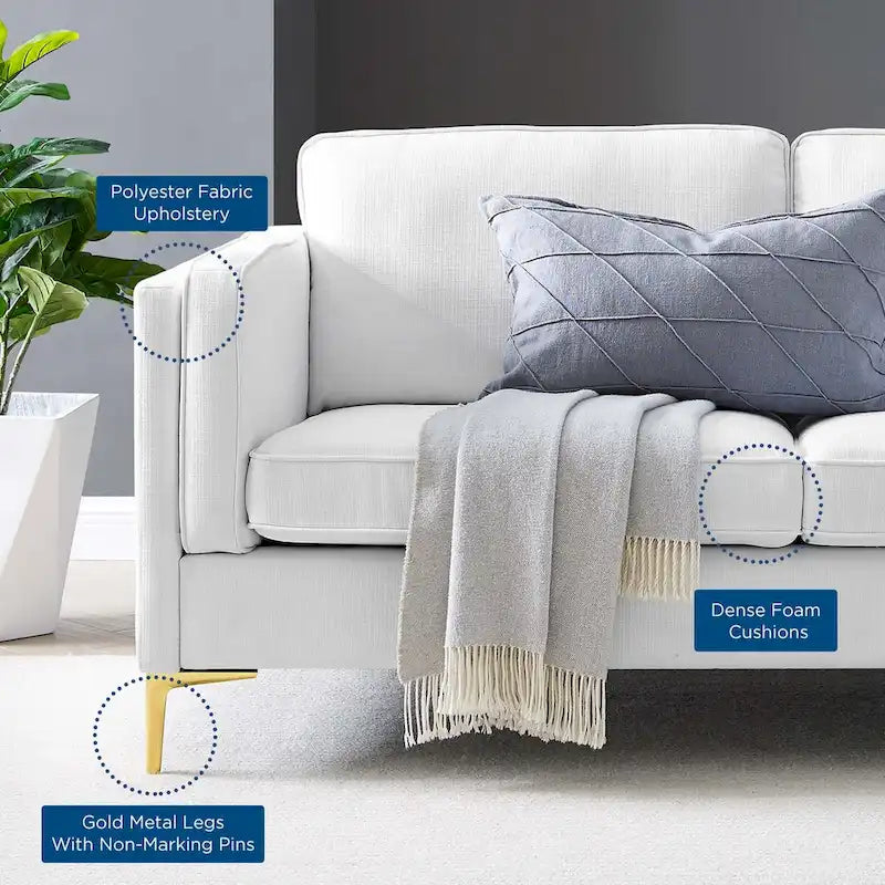 Divano a 3 posti di metà secolo in tessuto poliestere beige / grigio chiaro / bianco