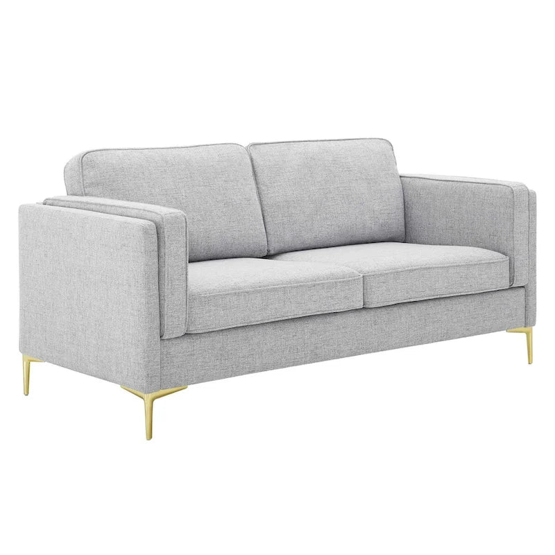 Divano a 3 posti di metà secolo in tessuto poliestere beige / grigio chiaro / bianco