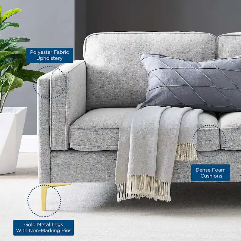 Divano a 3 posti di metà secolo in tessuto poliestere beige / grigio chiaro / bianco