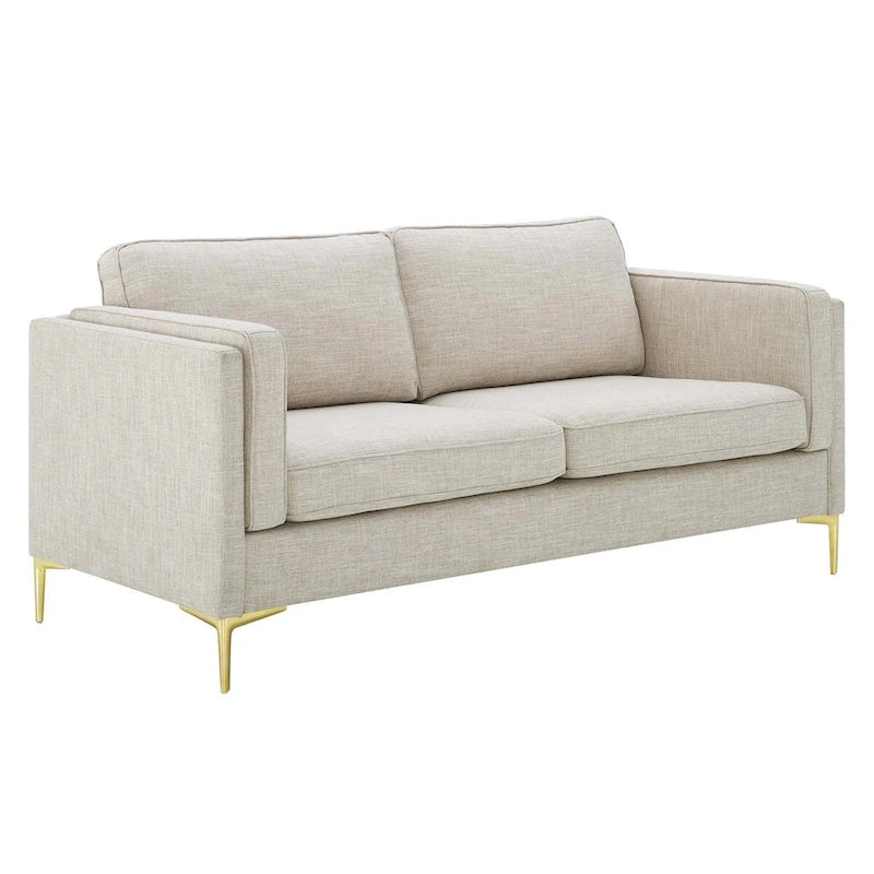 Divano a 3 posti di metà secolo in tessuto poliestere beige / grigio chiaro / bianco