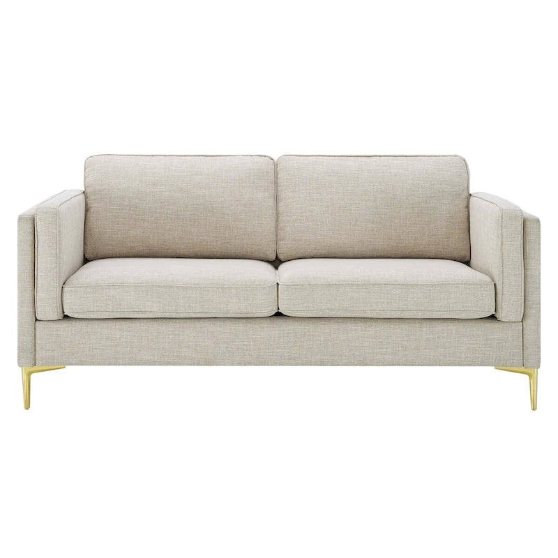 Divano a 3 posti di metà secolo in tessuto poliestere beige / grigio chiaro / bianco