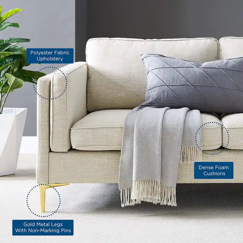 Divano a 3 posti di metà secolo in tessuto poliestere beige / grigio chiaro / bianco