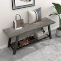 Panchina da Ingresso con Ripiano Portaoggetti e Struttura in Metallo Grigio Scuro/Greige/Bianco/Marrone – 1 Posto