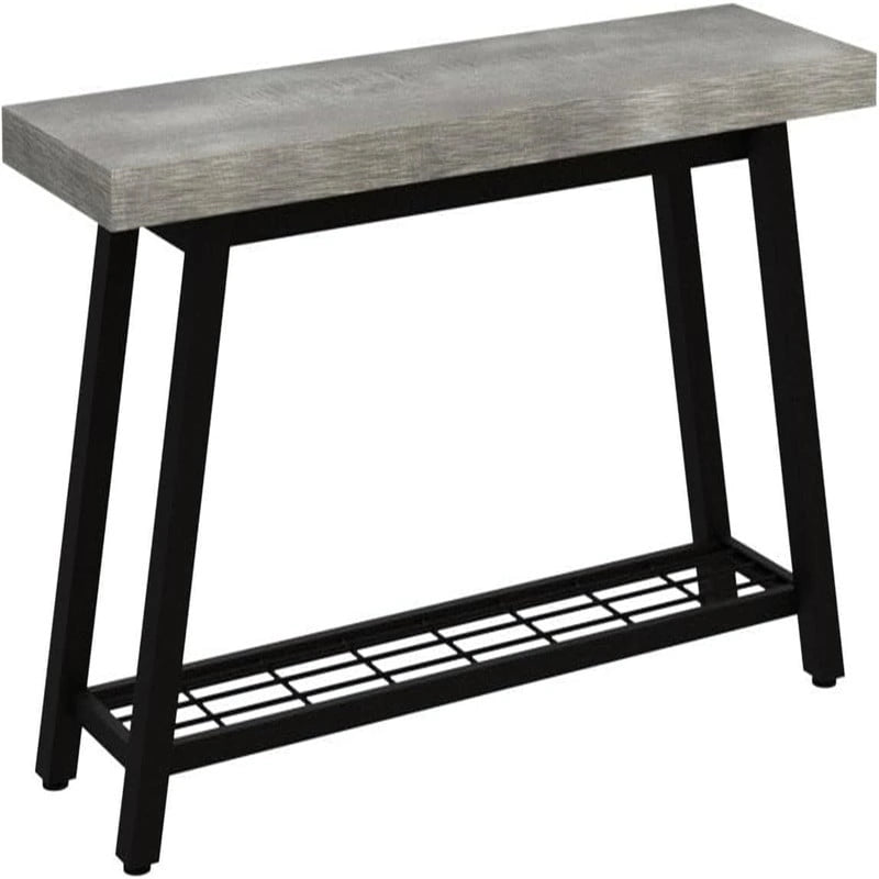 Panchina da Ingresso con Ripiano Portaoggetti e Struttura in Metallo Grigio Scuro/Greige/Bianco/Marrone – 1 Posto