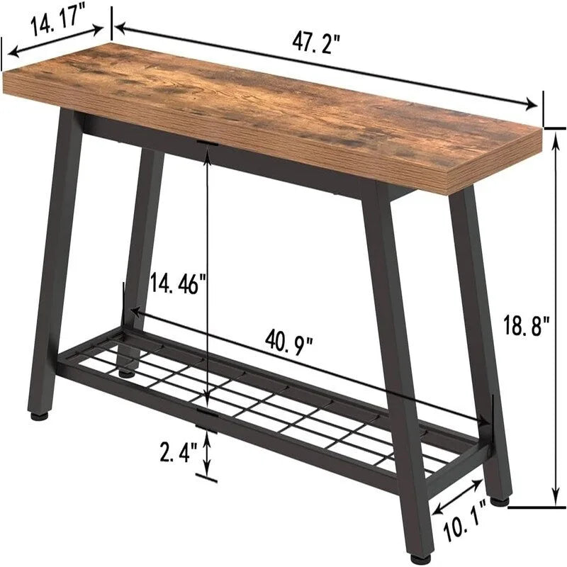 Panchina da Ingresso con Ripiano Portaoggetti e Struttura in Metallo Grigio Scuro/Greige/Bianco/Marrone – 1 Posto