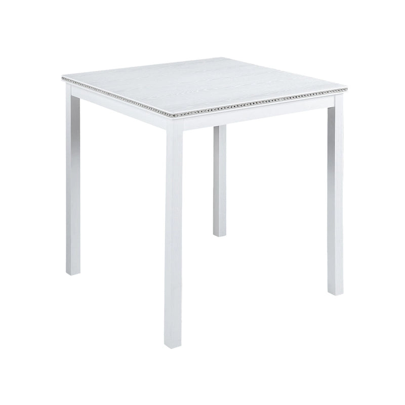 Set da pranzo ad altezza bancone grigio / nero / noce / bianco, tavolo quadrato + 4 sedie imbottite, 5 posti