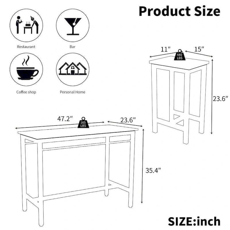 Set da bar di 5 pezzi in rovere bianco per 4 persone, stile moderno
