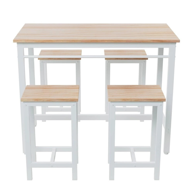 Set da bar di 5 pezzi in rovere bianco per 4 persone, stile moderno