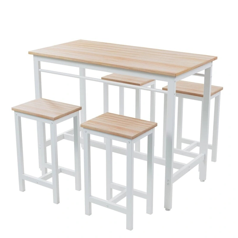 Set da bar di 5 pezzi in rovere bianco per 4 persone, stile moderno