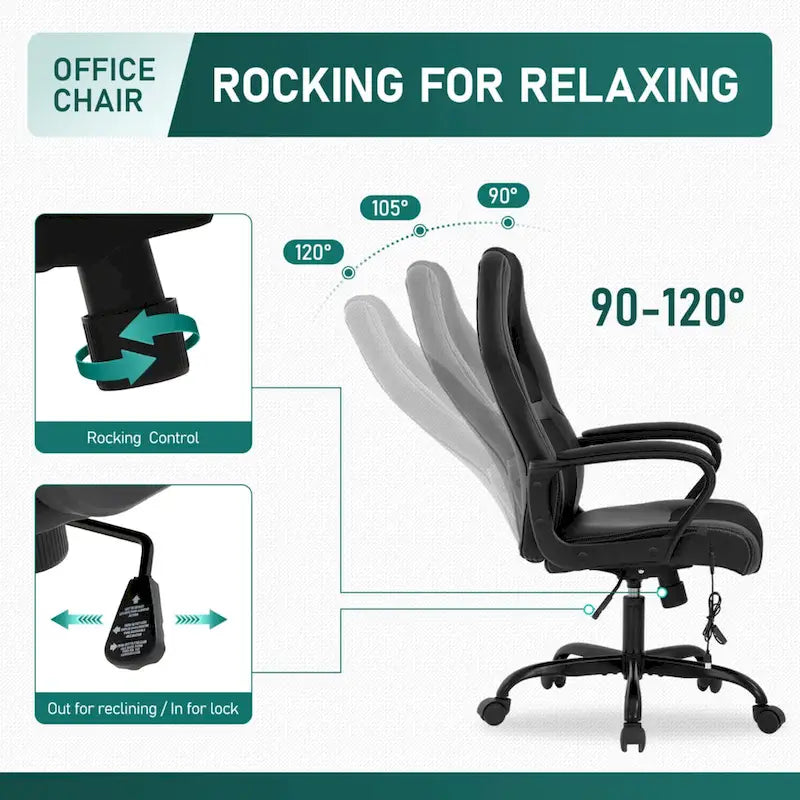 Sedia da ufficio girevole ergonomica in similpelle nera con massaggio lombare, per 1
