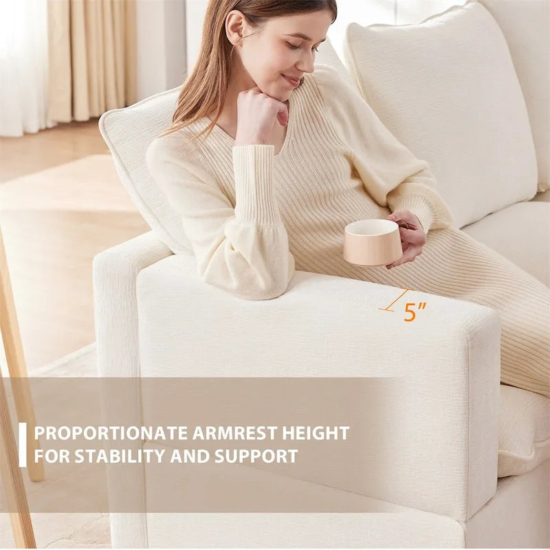 Divano componibile a L Black+Grey / White, in ciniglia, 4 posti, con 2 cuscini