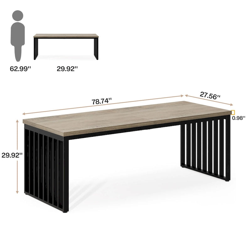 Rovere e Nero / Scrivania / Scrivania a due posti, 199,9 cm