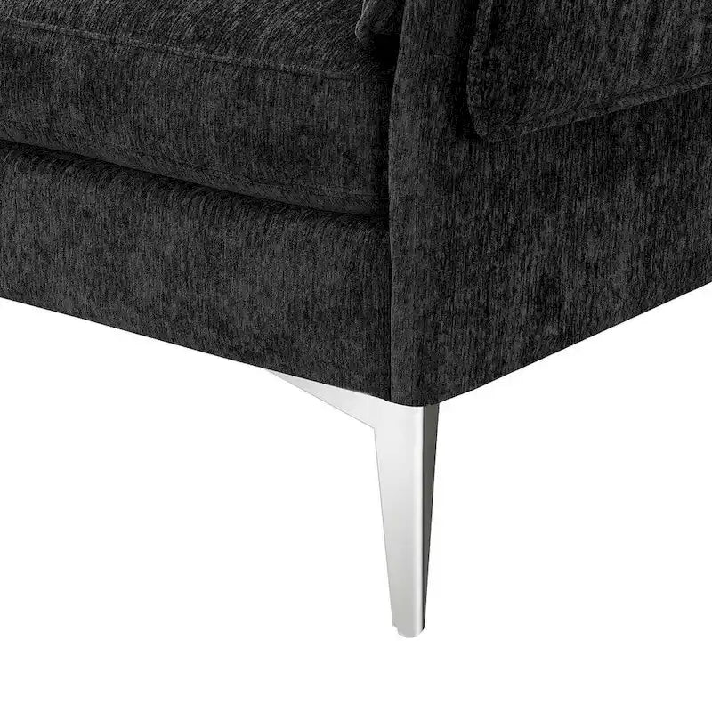 Divano componibile in ciniglia a L nero/verde/rosa con chaise longue reversibile, 4 posti a sedere