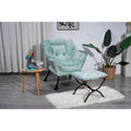 Poltrona con Pouf e Poggiapiedi, con Struttura in Acciaio, Posto Singolo, Verde/Blu/Grigio
