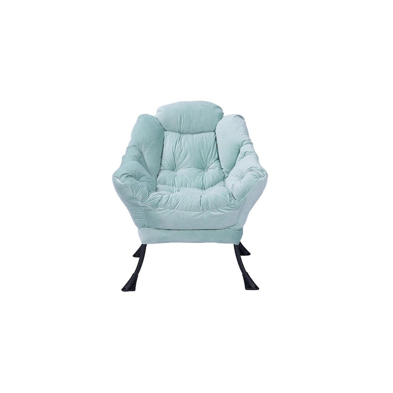 Poltrona con Pouf e Poggiapiedi, con Struttura in Acciaio, Posto Singolo, Verde/Blu/Grigio