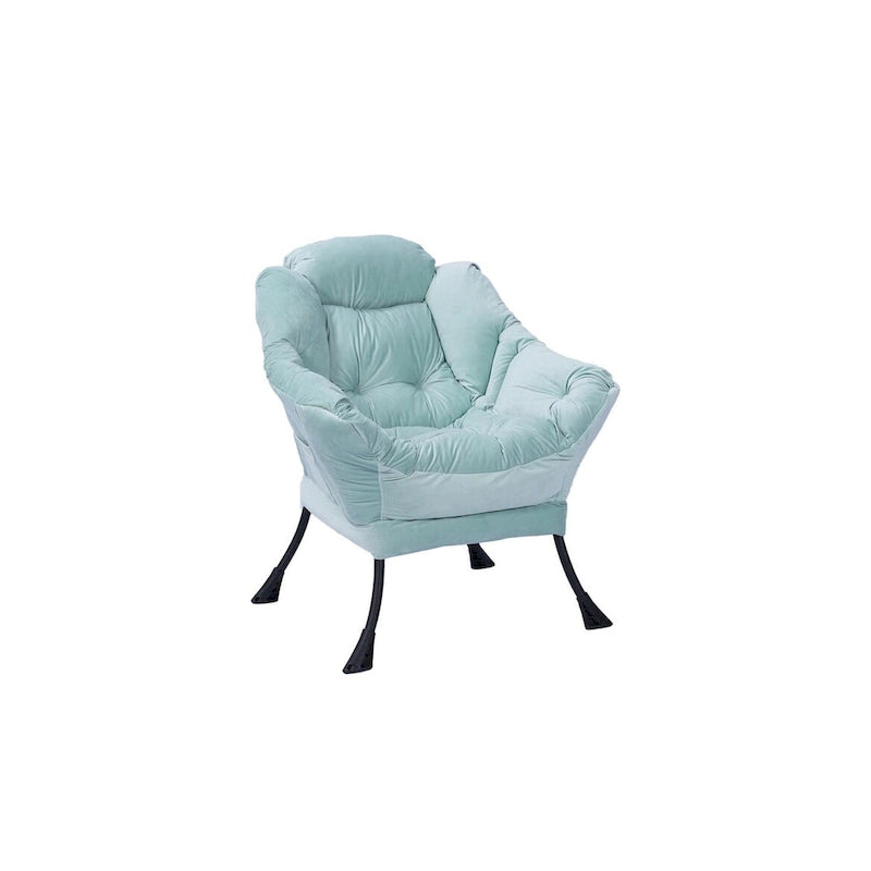 Poltrona con Pouf e Poggiapiedi, con Struttura in Acciaio, Posto Singolo, Verde/Blu/Grigio
