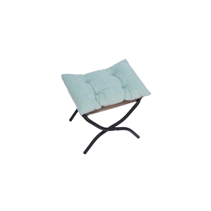 Poltrona con Pouf e Poggiapiedi, con Struttura in Acciaio, Posto Singolo, Verde/Blu/Grigio