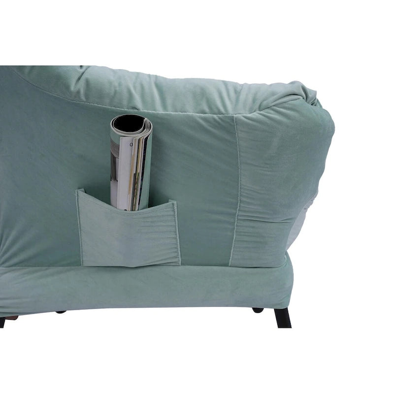 Poltrona con Pouf e Poggiapiedi, con Struttura in Acciaio, Posto Singolo, Verde/Blu/Grigio
