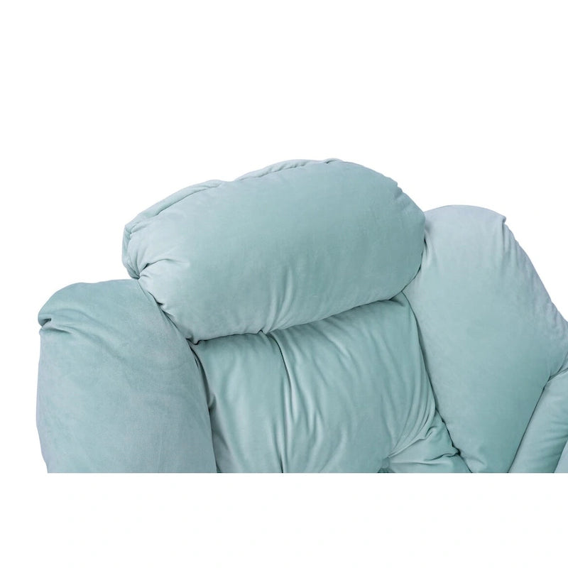 Poltrona con Pouf e Poggiapiedi, con Struttura in Acciaio, Posto Singolo, Verde/Blu/Grigio