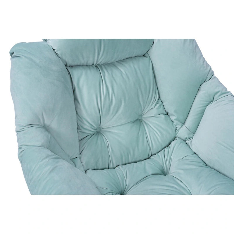Poltrona con Pouf e Poggiapiedi, con Struttura in Acciaio, Posto Singolo, Verde/Blu/Grigio