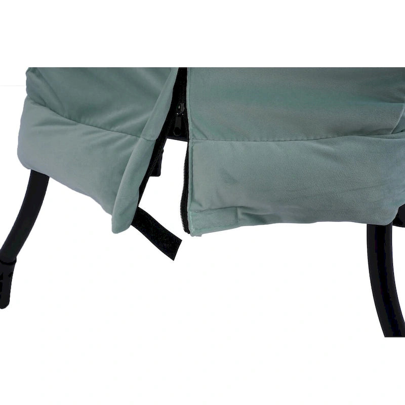 Poltrona con Pouf e Poggiapiedi, con Struttura in Acciaio, Posto Singolo, Verde/Blu/Grigio