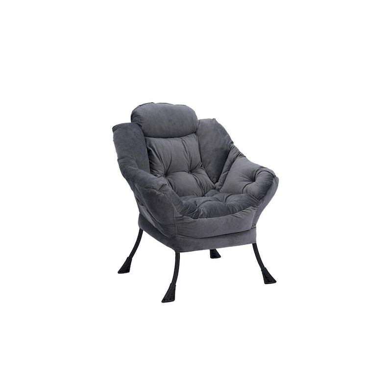 Poltrona con Pouf e Poggiapiedi, con Struttura in Acciaio, Posto Singolo, Verde/Blu/Grigio