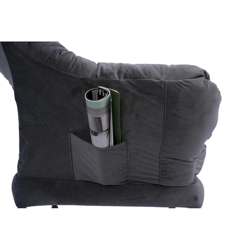 Poltrona con Pouf e Poggiapiedi, con Struttura in Acciaio, Posto Singolo, Verde/Blu/Grigio