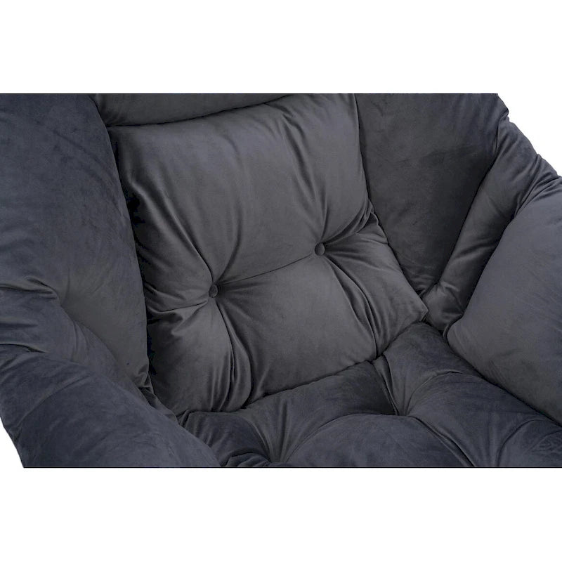 Poltrona con Pouf e Poggiapiedi, con Struttura in Acciaio, Posto Singolo, Verde/Blu/Grigio