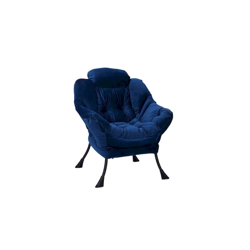 Poltrona con Pouf e Poggiapiedi, con Struttura in Acciaio, Posto Singolo, Verde/Blu/Grigio