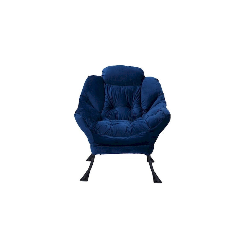 Poltrona con Pouf e Poggiapiedi, con Struttura in Acciaio, Posto Singolo, Verde/Blu/Grigio