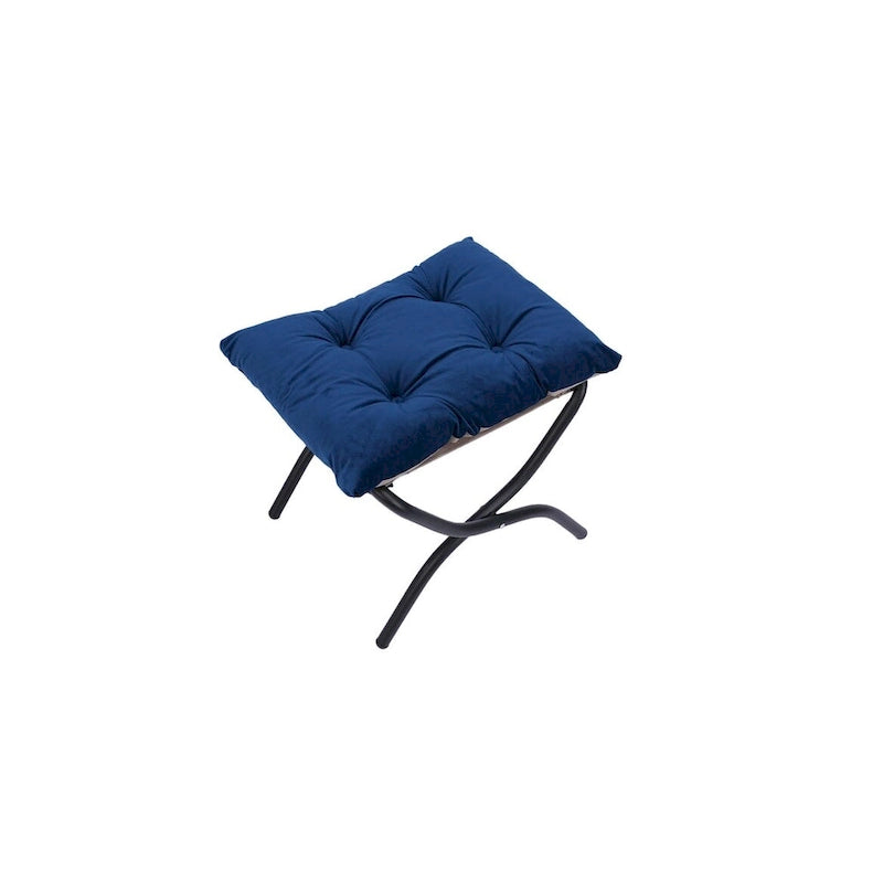 Poltrona con Pouf e Poggiapiedi, con Struttura in Acciaio, Posto Singolo, Verde/Blu/Grigio