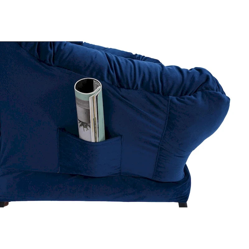 Poltrona con Pouf e Poggiapiedi, con Struttura in Acciaio, Posto Singolo, Verde/Blu/Grigio
