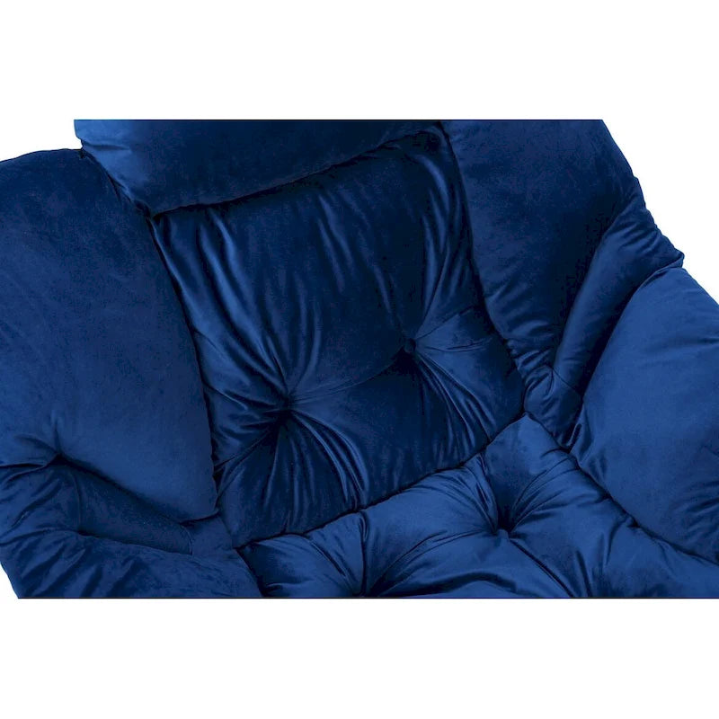 Poltrona con Pouf e Poggiapiedi, con Struttura in Acciaio, Posto Singolo, Verde/Blu/Grigio