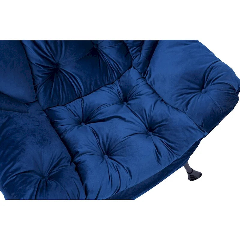 Poltrona con Pouf e Poggiapiedi, con Struttura in Acciaio, Posto Singolo, Verde/Blu/Grigio