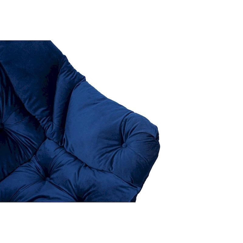 Poltrona con Pouf e Poggiapiedi, con Struttura in Acciaio, Posto Singolo, Verde/Blu/Grigio
