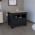 Mobiletto da Cucina a 2 Ante con Ripiano - Bianco / Nero