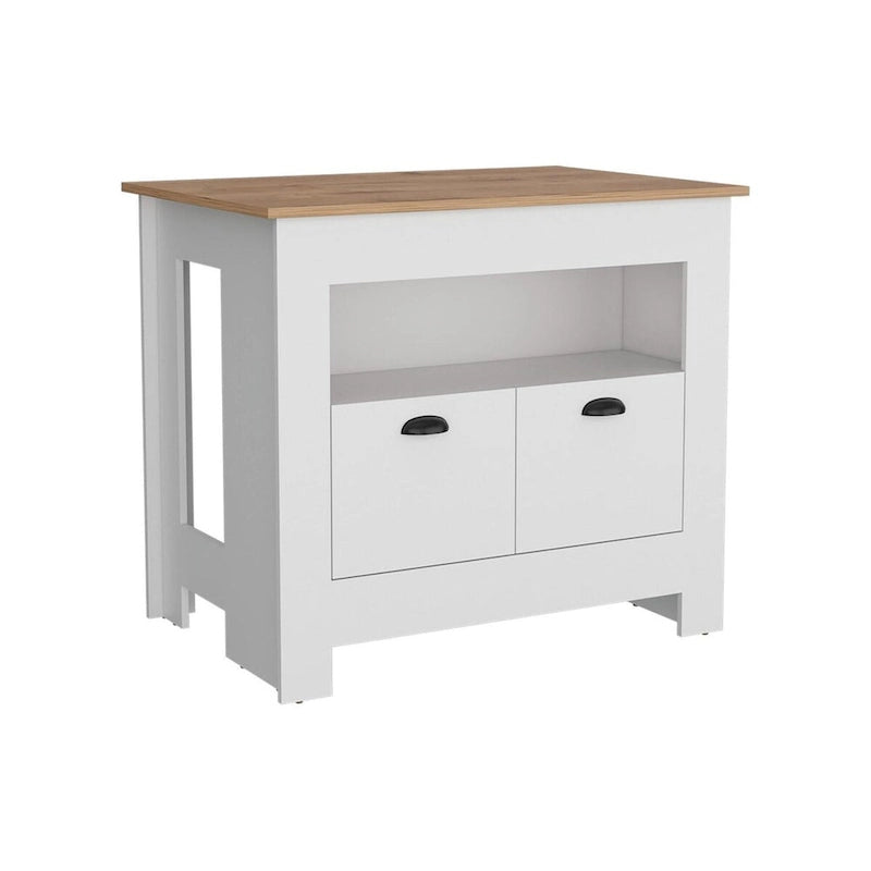 Mobiletto da Cucina a 2 Ante con Ripiano - Bianco / Nero