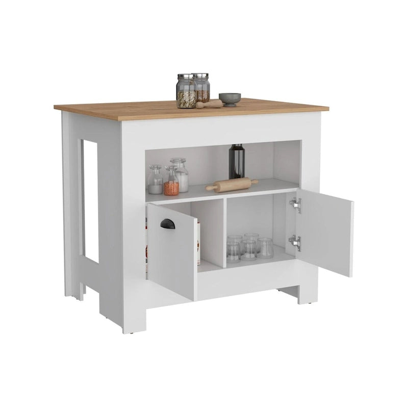 Mobiletto da Cucina a 2 Ante con Ripiano - Bianco / Nero
