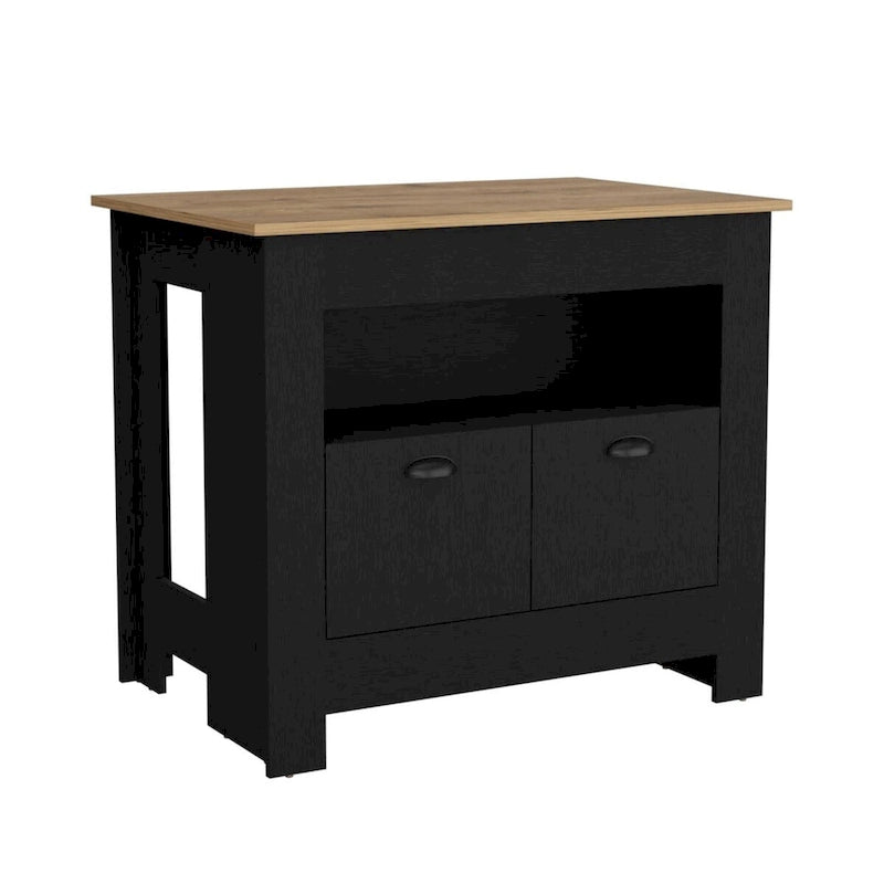 Mobiletto da Cucina a 2 Ante con Ripiano - Bianco / Nero