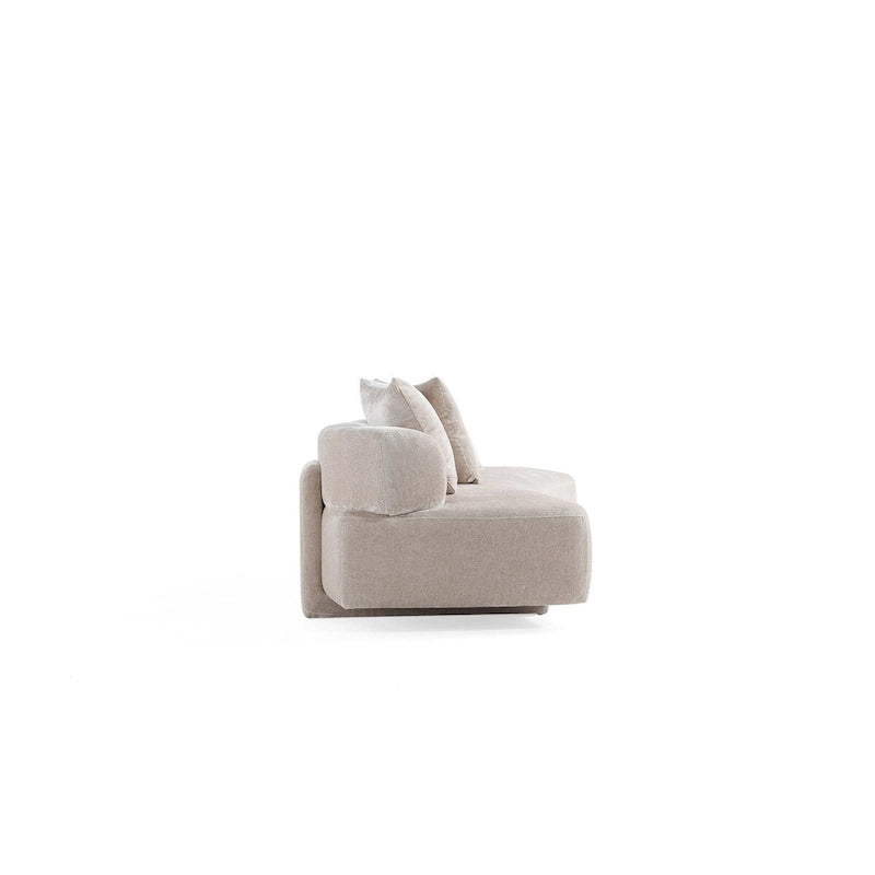 Set divani arrotondati in ciniglia beige/verde oliva, 2 pezzi