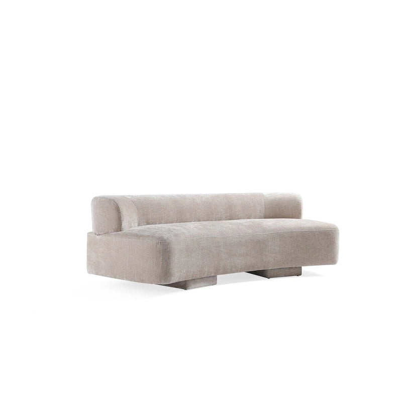 Set divani arrotondati in ciniglia beige/verde oliva, 2 pezzi