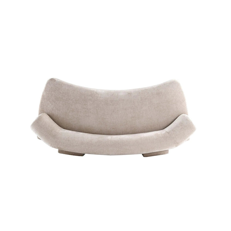 Set divani arrotondati in ciniglia beige/verde oliva, 2 pezzi