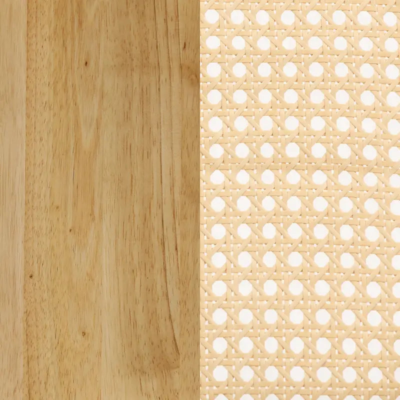 Tavolo da pranzo Warm Pine Boho, dettagli in rattan, 6 posti a sedere